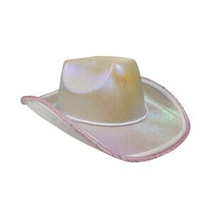 IRIDESCENT COWBOY HAT - 3 MODE PINK LED LIGHTS  - FESTIVAL RAVE STYLE - ONE SIZE